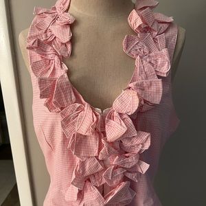 Anne Fontaine pink and white gingham blouse